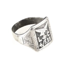 German WW2 Spanish Cross in silver with swords - cased + Legion Condor ring