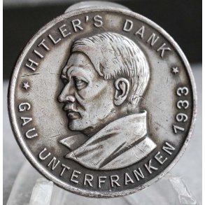 German WW2 Hitler's Dank Gau Unterfranken badge