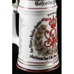 German Imperial Regimental beer stein  2. Badische Grenadier-Regiment �Kaiser Wilhelm I.� Nr. 110 Mannheim