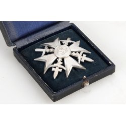 German WW2 Spanish Cross in silver with swords - cased + Legion Condor ring