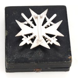 German WW2 Spanish Cross in silver with swords - cased + Legion Condor ring