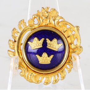 Swedish Three Crowns Enamel Brooch