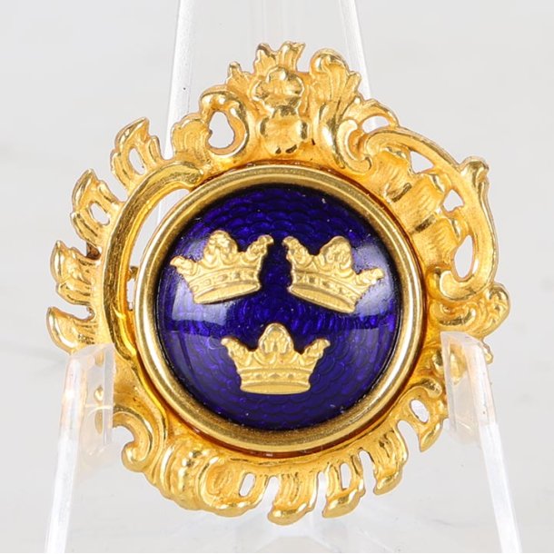 Swedish Three Crowns Enamel Brooch