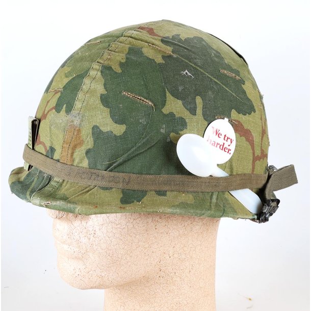 U.S. Vietnam War Era M1 Helmet with Camouflage Cover and Accessories