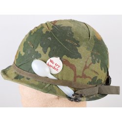 U.S. Vietnam War Era M1 Helmet with Camouflage Cover and Accessories