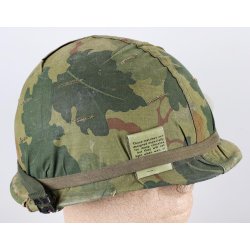 U.S. Vietnam War Era M1 Helmet with Camouflage Cover and Accessories
