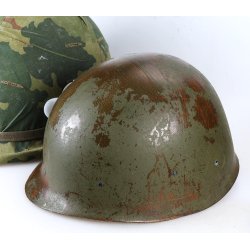 U.S. Vietnam War Era M1 Helmet with Camouflage Cover and Accessories