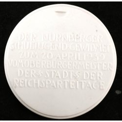 German WW2 Adolf H 50th Birthday Porcelain Medal - cased
