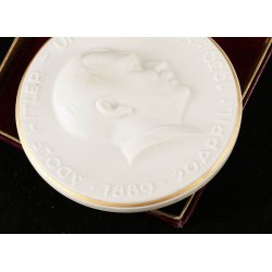 German WW2 Adolf H 50th Birthday Porcelain Medal - cased