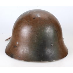 Swedish WW2 m/1926 Steel Helmet with Rare Camouflage paint and "Marin" Coastal Artillery Marking