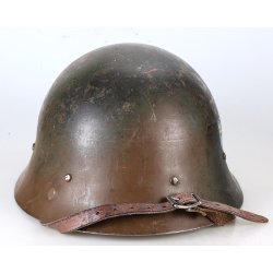 Swedish WW2 m/1926 Steel Helmet with Rare Camouflage paint and "Marin" Coastal Artillery Marking