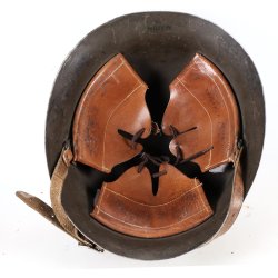 Swedish WW2 m/1926 Steel Helmet with Rare Camouflage paint and "Marin" Coastal Artillery Marking