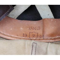 British WWII  BMB 1944 HSDR Dispatch Rider Helmet w/ Net &amp; Greek Commando/LOK Markings