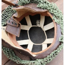 British WWII  BMB 1944 HSDR Dispatch Rider Helmet w/ Net &amp; Greek Commando/LOK Markings