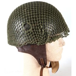 British WWII  BMB 1944 HSDR Dispatch Rider Helmet w/ Net &amp; Greek Commando/LOK Markings
