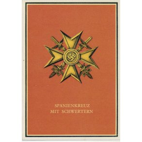 Propaganda postcard Spanish cross in gold