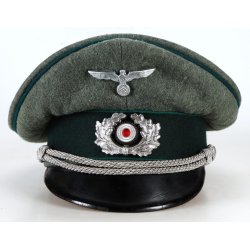 German WW2 Army Officer's visor cap - Green piping 'Extra klasse'