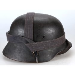 German WW2 Luftwaffe Single Decal M40 Helmet with bread strap 'EF64'