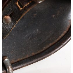 German WW2 Luftwaffe Single Decal M40 Helmet with bread strap 'EF64'