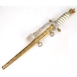 German WW2 Kriegsmarine Officers dagger with portepee and hammered scabbard