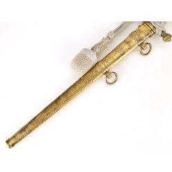 German WW2 Kriegsmarine Officers dagger with portepee and hammered scabbard