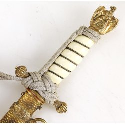 German WW2 Kriegsmarine Officers dagger with portepee and hammered scabbard