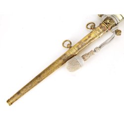 German WW2 Kriegsmarine Officers dagger with portepee and hammered scabbard