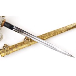 German WW2 Kriegsmarine Officers dagger with portepee and hammered scabbard