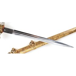 German WW2 Kriegsmarine Officers dagger with portepee and hammered scabbard