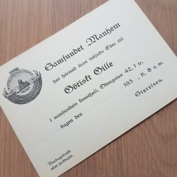 Swedish NS Samfundet Manhem invitation card