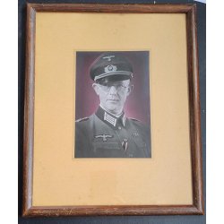 German WW2 colorized and framed army Officer's portrait