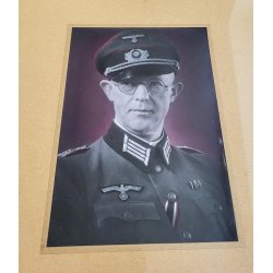 German WW2 colorized and framed army Officer's portrait