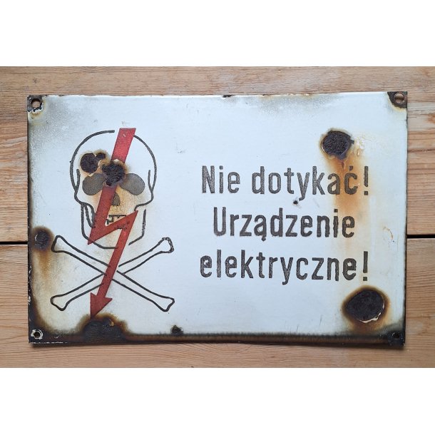 Poland PRL Enameled Warning sign - Electricity #2