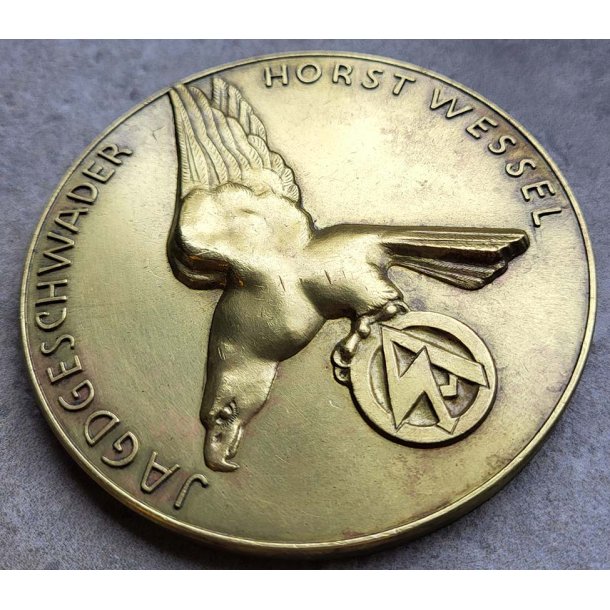 German WW2 Jagdgeschwader Horst Wessel - Treue um Treue Commemorative Plaque, By Deschler &amp; Sohn