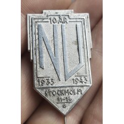 Swedish NSAP NU (Nordic Youth) 10 year  1933-1943 Stockholm anniversary badge