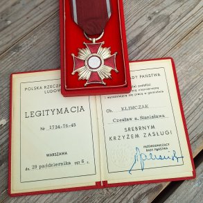 Poland PRL, Cross of Merit, 2nd class + document