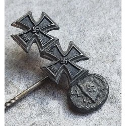 German WW2 Iron cross 1 &amp; 2nd class + Wound badge miniature stickpin