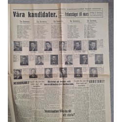 Swedish NS Nationalsocialistisk Tidning - Valnummer 1935
