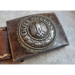 German WW2 Army EM/NCO's combat belt buckle with leather tab