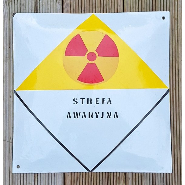 Poland PRL Enameled Warning sign - Nuclear "Emergenzy zone"