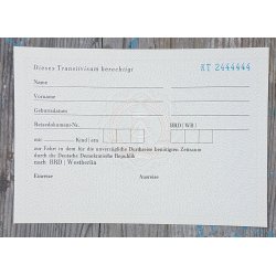 DDR, Grenztruppen border document - Transitvisum BRD-Westberlin