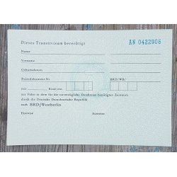 DDR, Grenztruppen border document - Transitvisum BRD-Westberlin (#2)