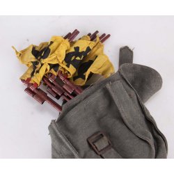 German WWII Pioneer Troops Mine &amp; Gas Warning Flag Set with Carry Case 