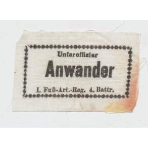 Uniform Cloth label 'Unteroffizier Anwander'