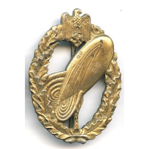 German WW2 Luftwaffe Balloon Observer's Badge in gold