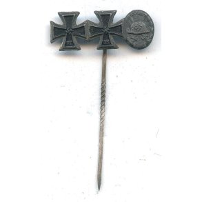 German WW2 Iron cross 1 & 2nd class + Wound badge miniature stickpin