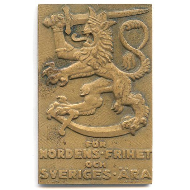 Finnish WWII Swedish Volunteer Corps Bronze Plaque (Svenska Frivilligk�ren 1939�1940)