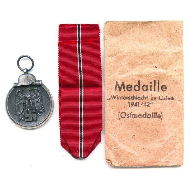 German WW2 Eastern front medal '6' with bag of issue