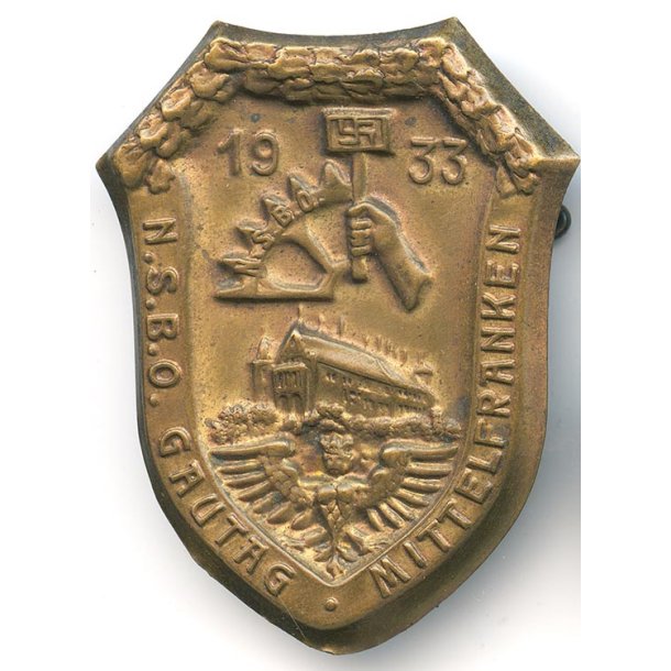 German WW2 NSBO Gautag Mittelfranken 1933 Day Badge