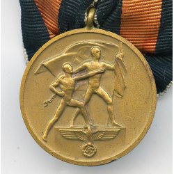 German WW2 October 1 1938 Commemorative single medal bar